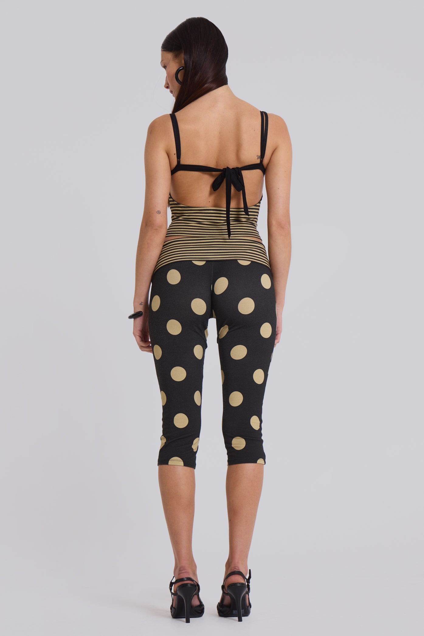 Lola Foldover Capris in Polkadot Stripe