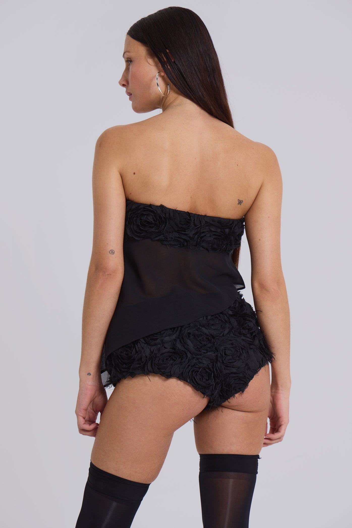 Regina Corset Top In Black Roses