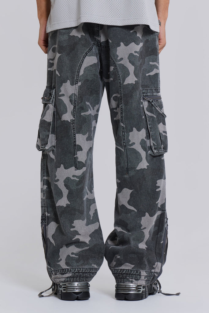 Washed Black Trooper Camo Cargo Pant