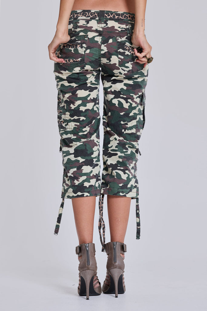 Stella Camo Leopard Cargo Capri Trousers