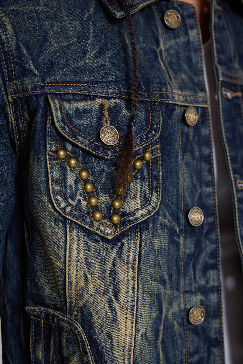 Creased Wash Stud Denim Jacket