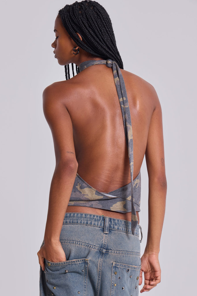 Enya Camo Backless Top