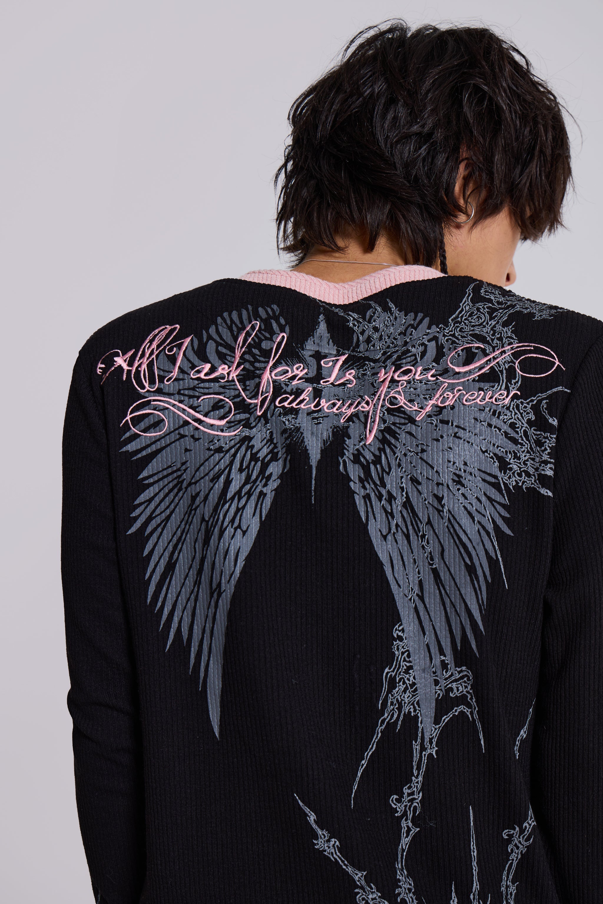 Cross Tattoo Double Layer Long Sleeve Top