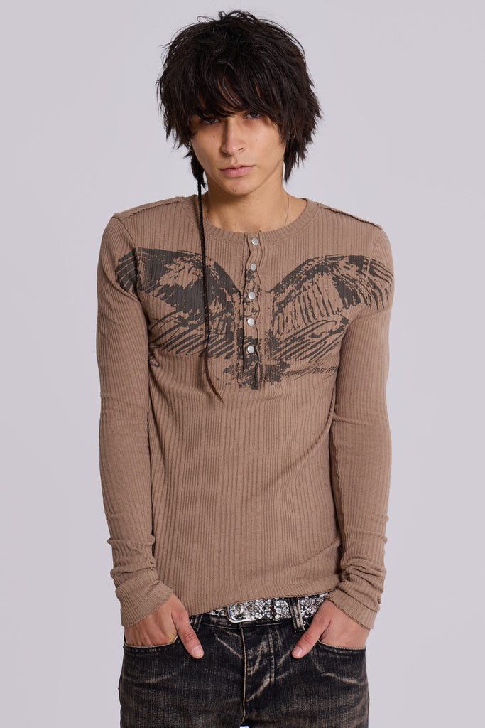 Bird Brown Henley Top