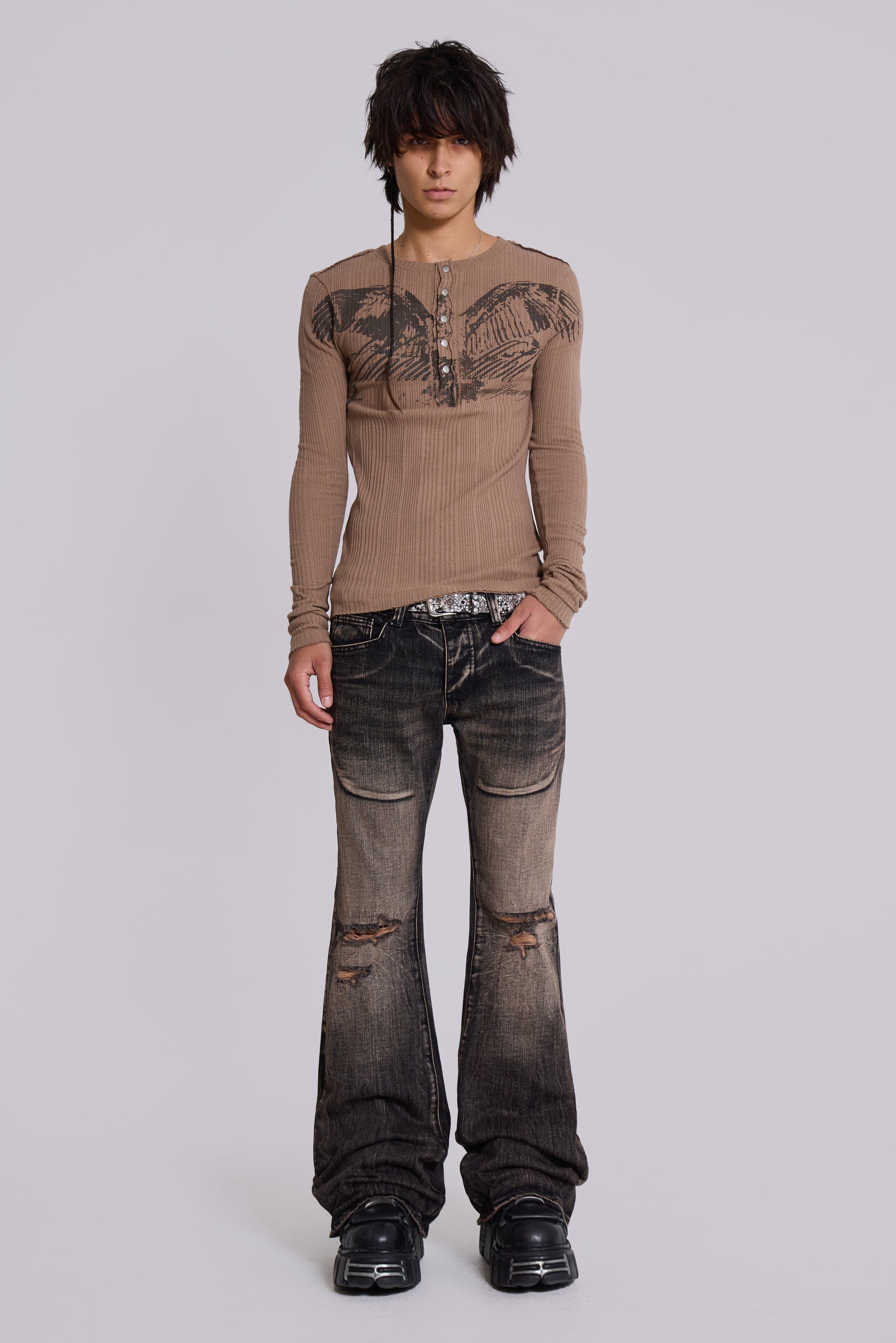 Bird Brown Henley Top