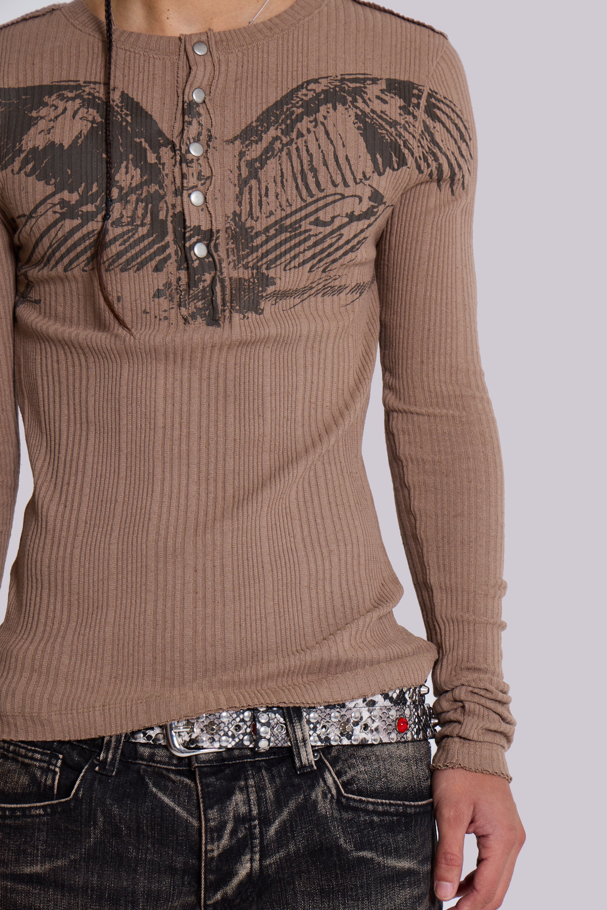 Bird Brown Henley Top