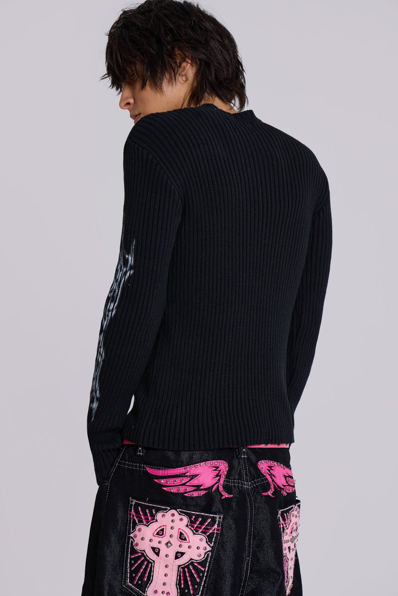 Black Tattoo Ribbed Knit Jumper