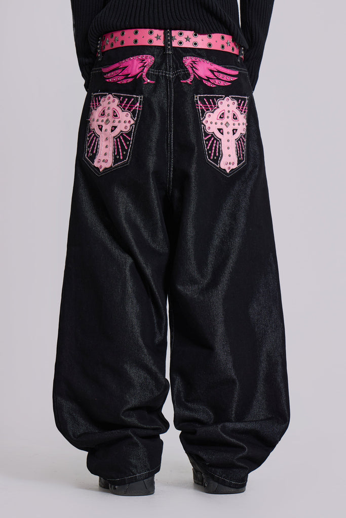 Pink Applique Cross XL Colossus Jeans