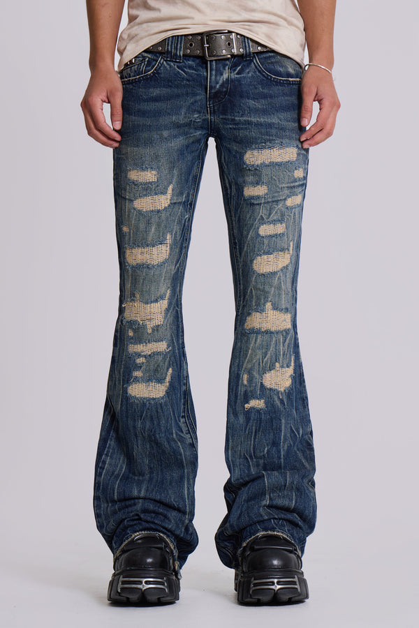 Washed Blue Laced Bootcut Jeans