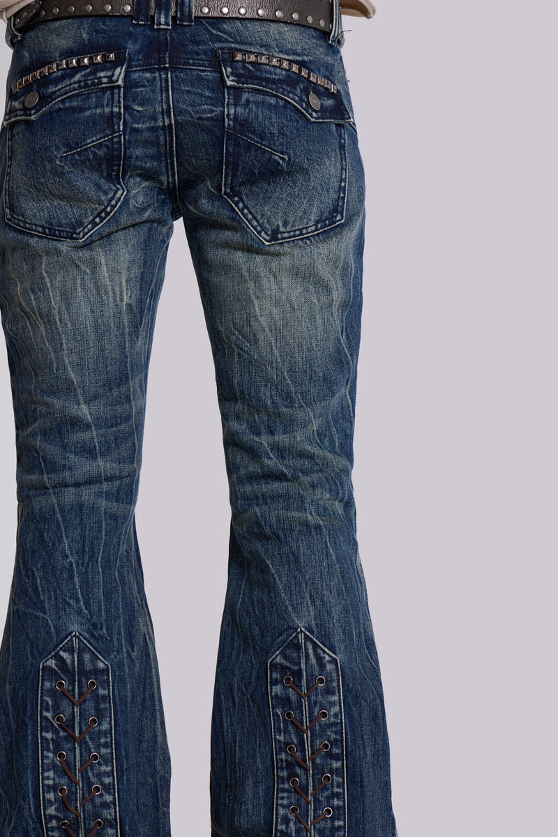 Washed Blue Laced Bootcut Jeans