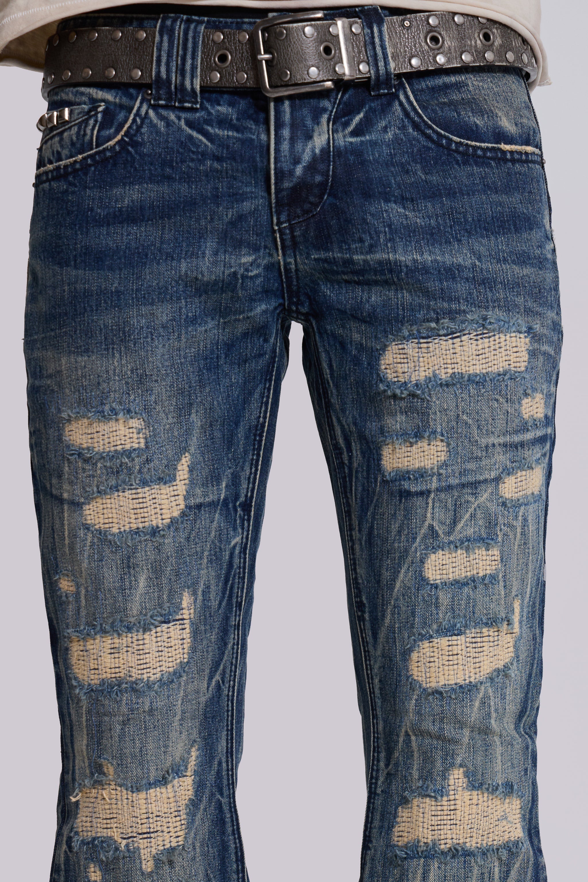 Washed Blue Laced Bootcut Jeans