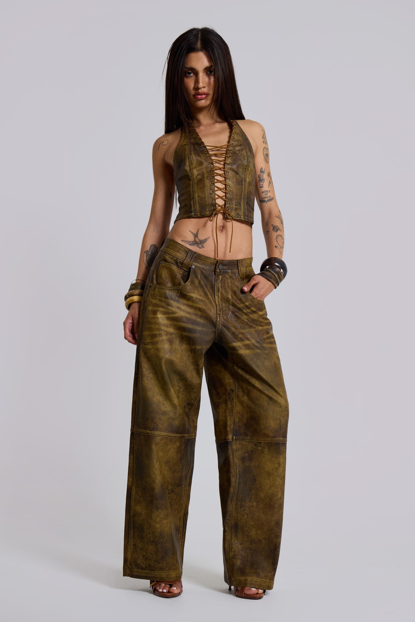 Vaca Faux Leather Colossus Trousers