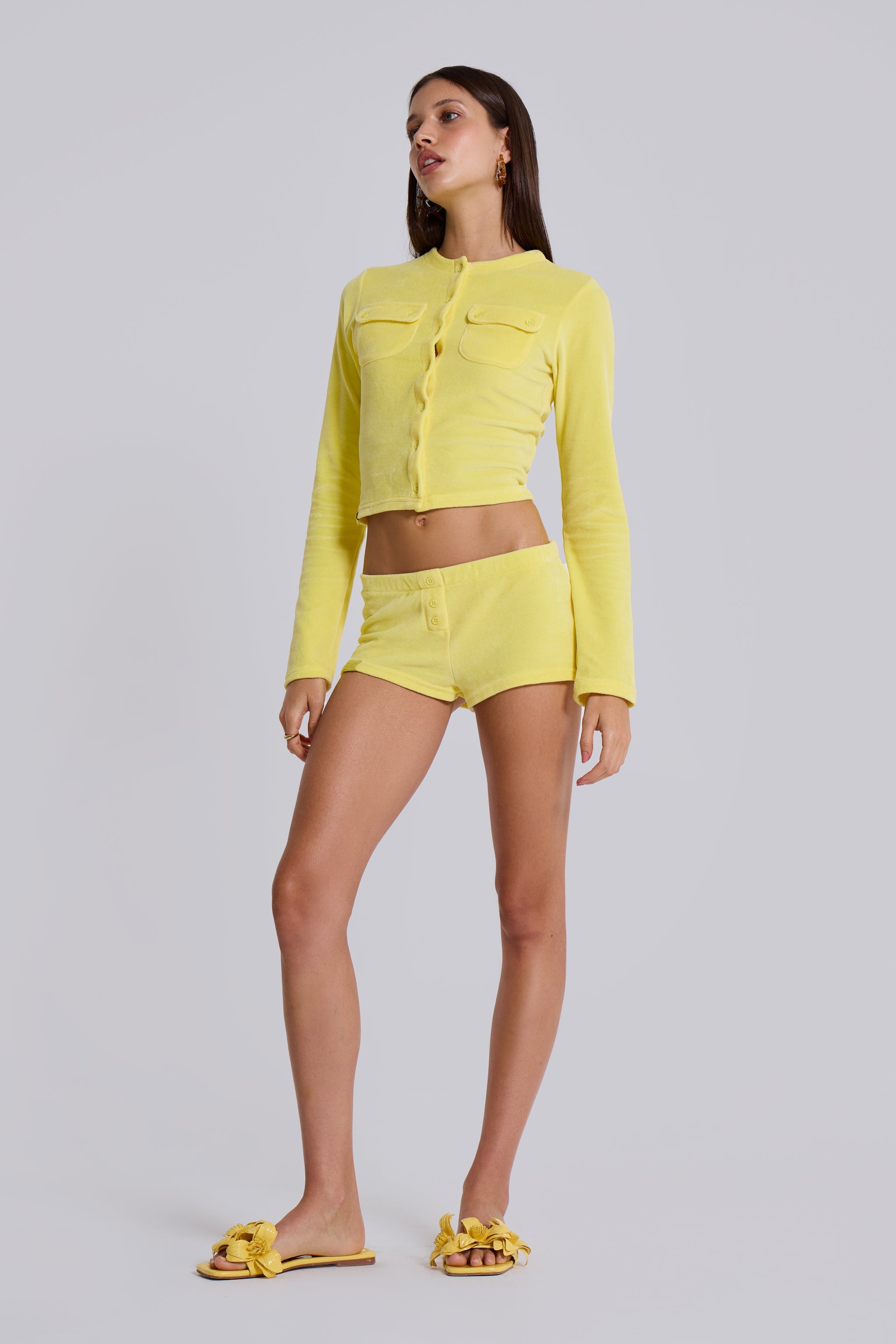 Lemon Velour Mini Shorts