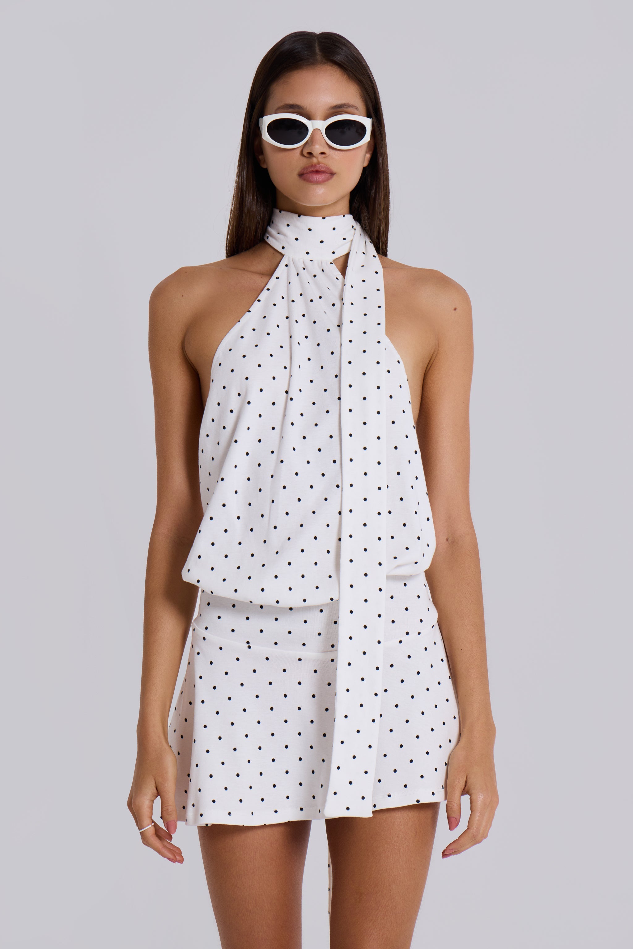 Enya Backless Mini Dress in Polkadot