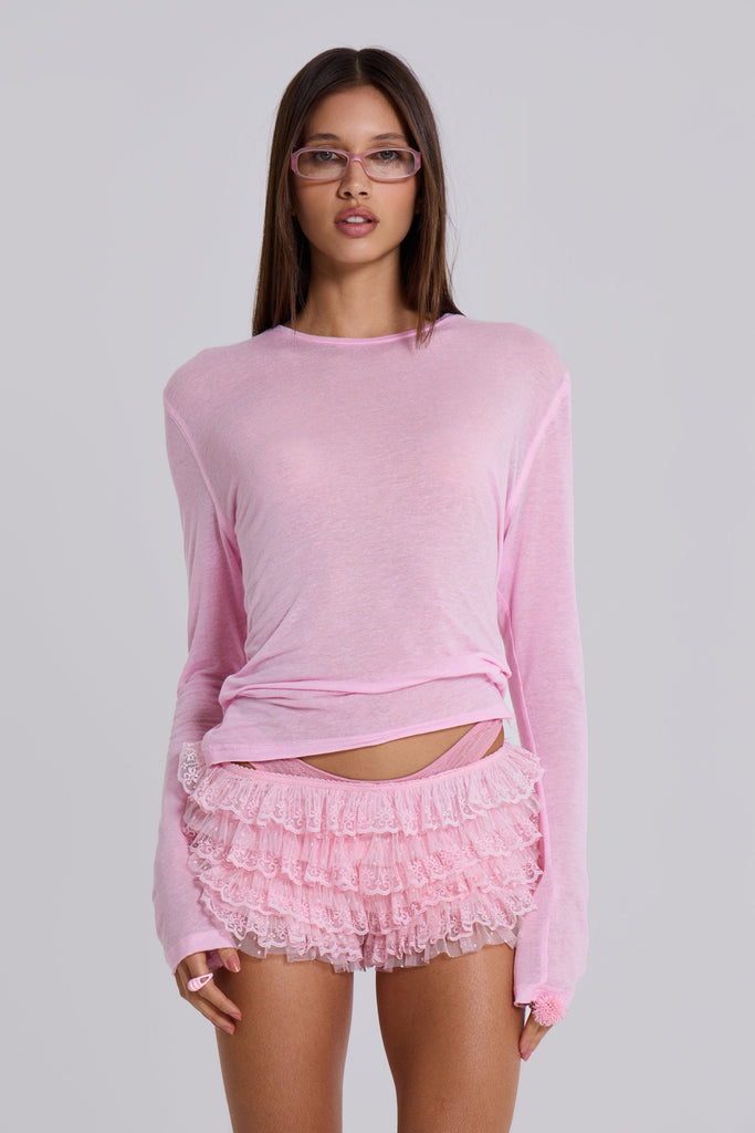 Rhea Tulle Lace Bloomers in Pink