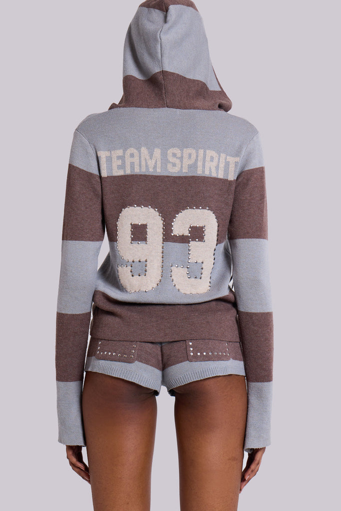 Team 93 Studded Knit Mini Shorts