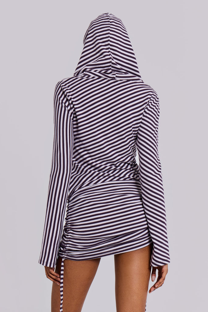 Jordyn Hooded Stripe Mini Dress