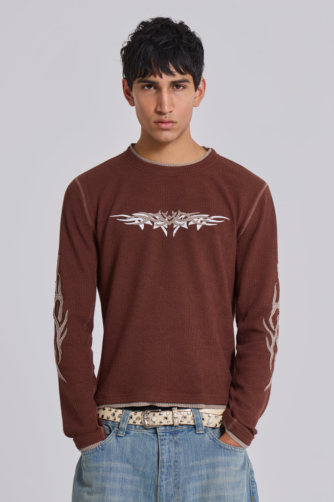 Brown Tattoo Applique Tee