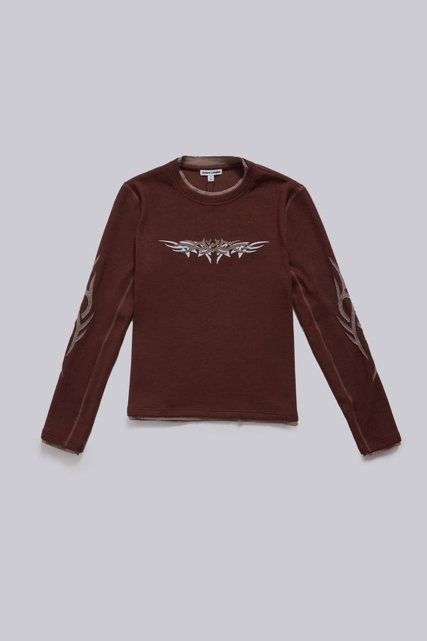 Brown Tattoo Applique Tee