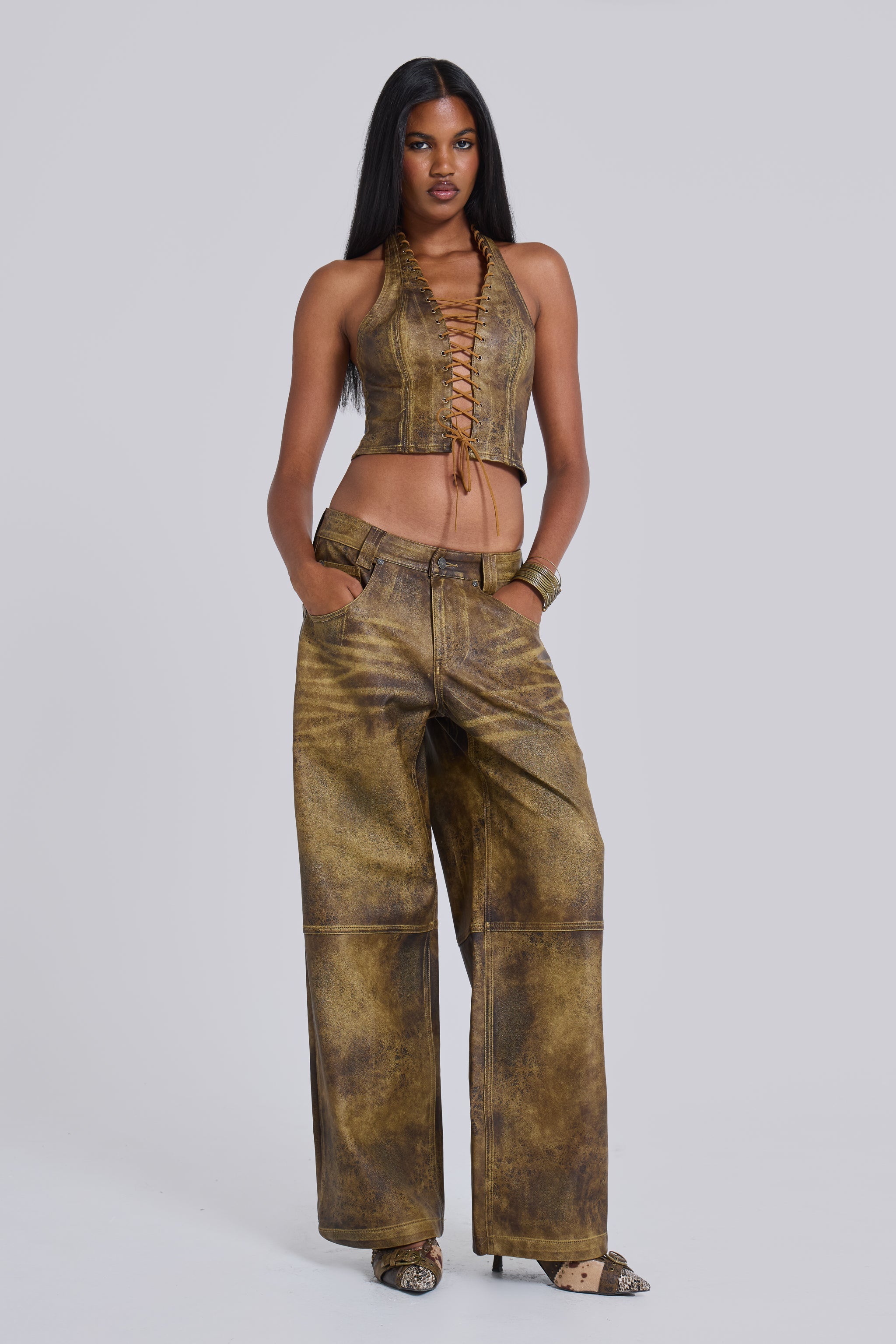 Vaca Faux Leather Colossus Trousers