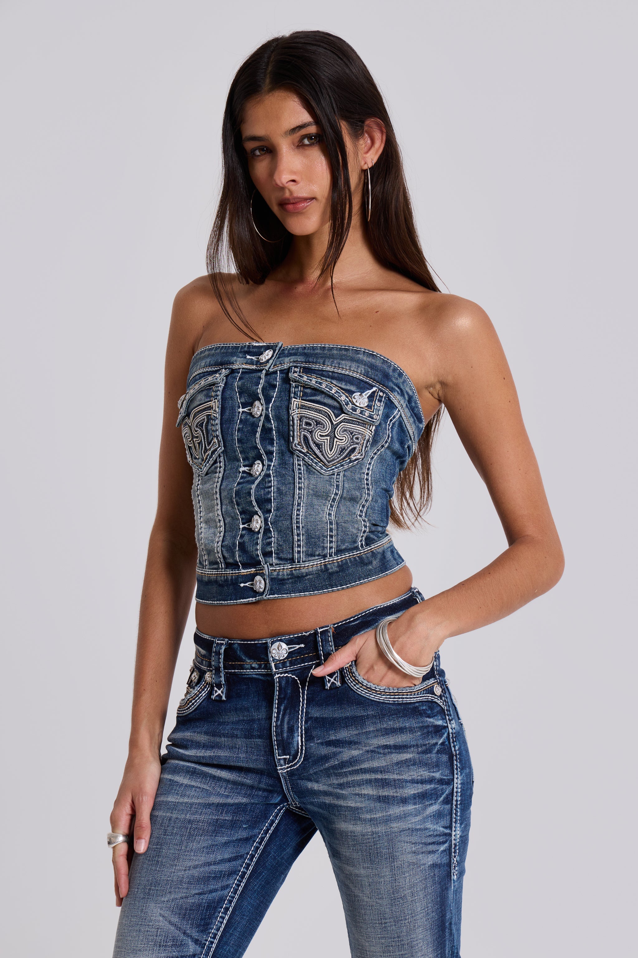 Rock Revival Denim Corset Top