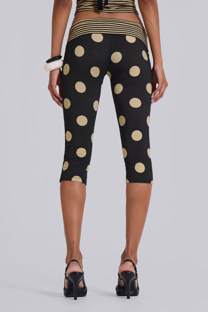 Lola Foldover Capris in Polkadot Stripe