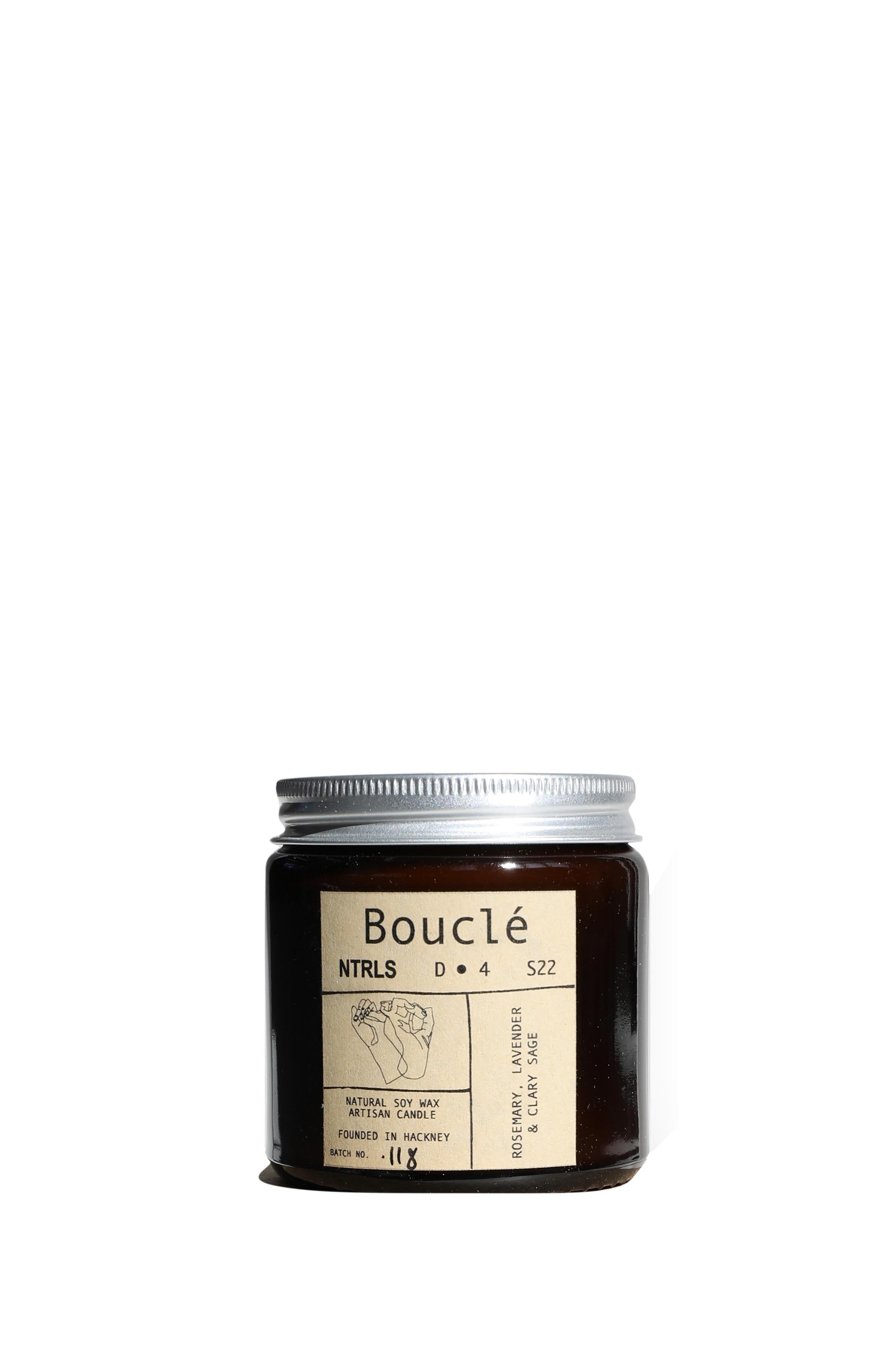 Branded Boucle candle with branded cardboard box