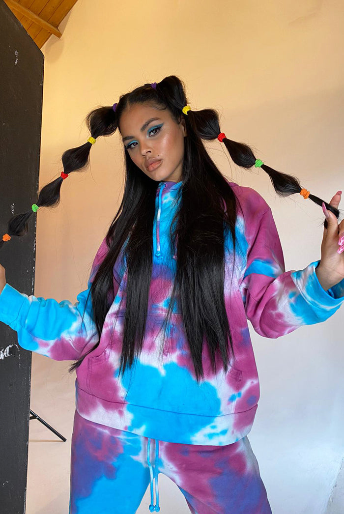 Purple & Blue Oversized Tie Dye Hoodie