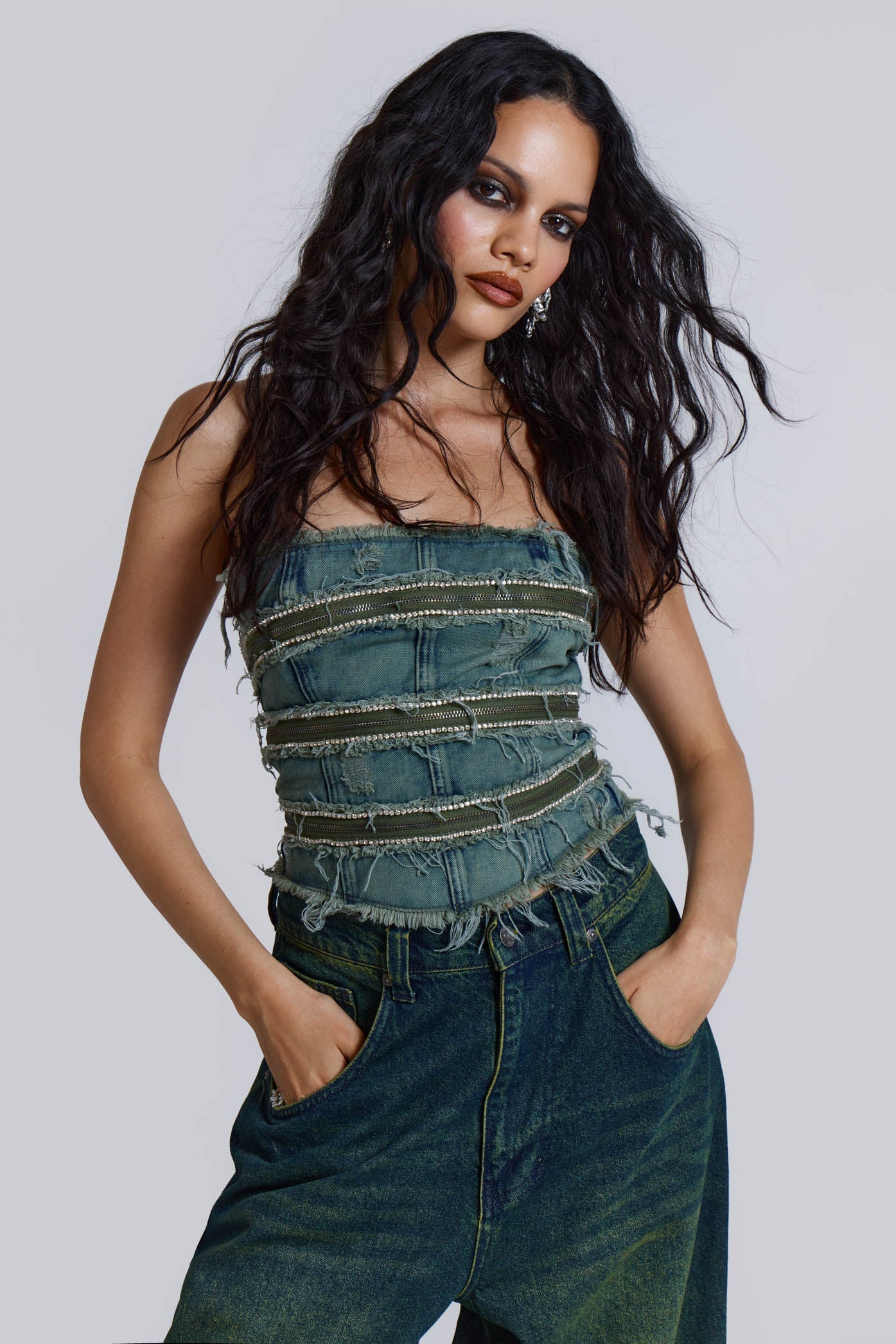 Sub-Rosa Denim Corset Top