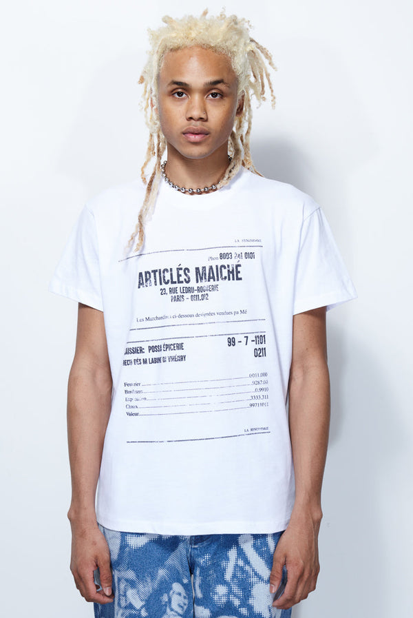 White realistic receipt print oversized t-shirt
