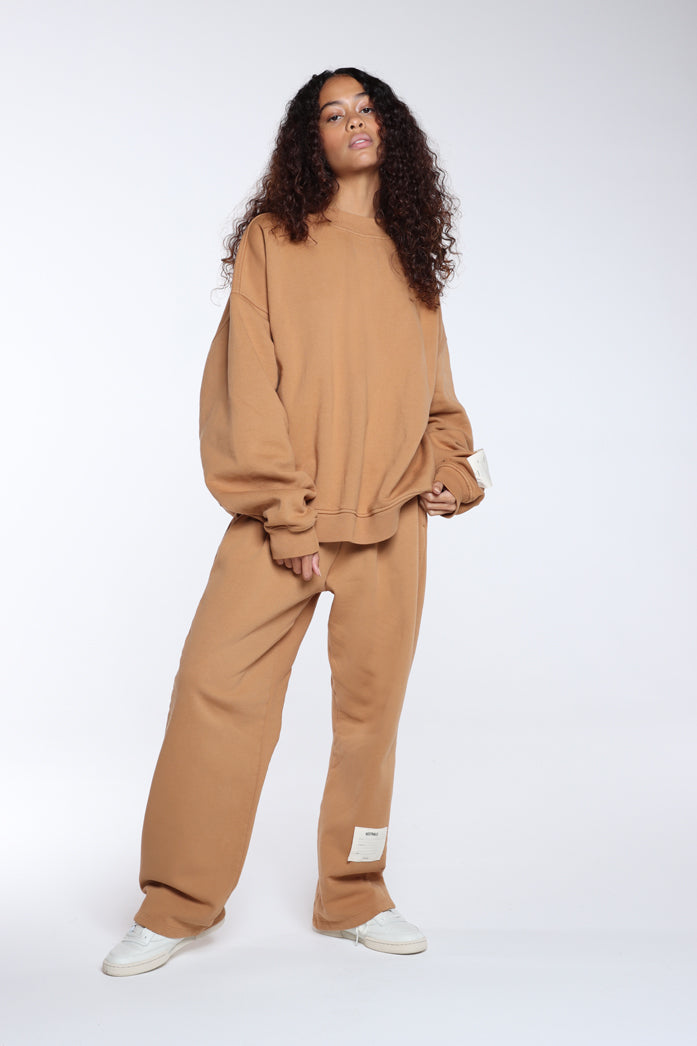 Tan Oversized Mock Neck Sweatshirt