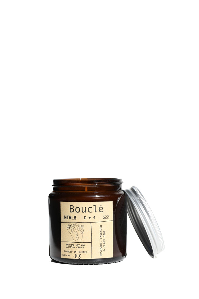 Branded Boucle candle with branded cardboard box
