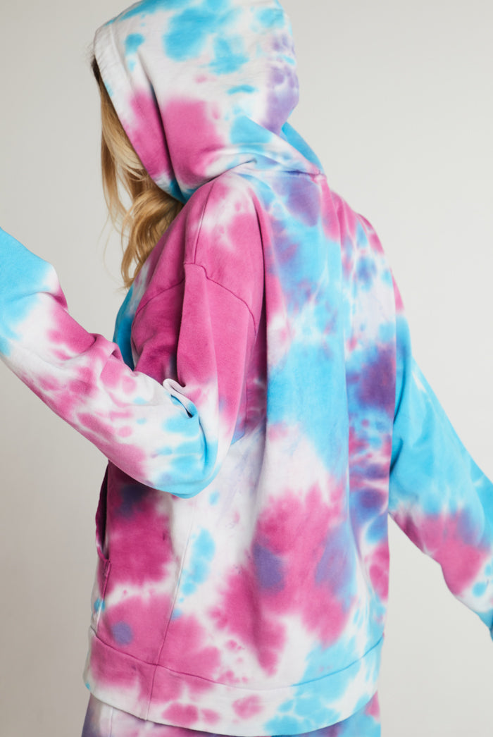 Purple & Blue Oversized Tie Dye Hoodie