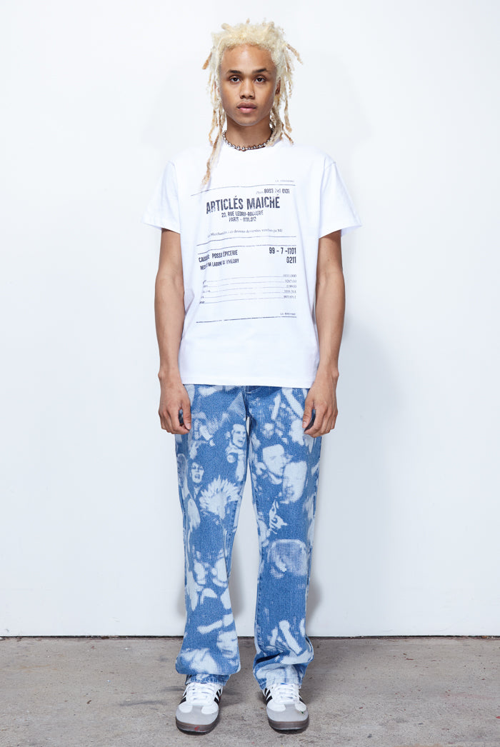 White realistic receipt print oversized t-shirt