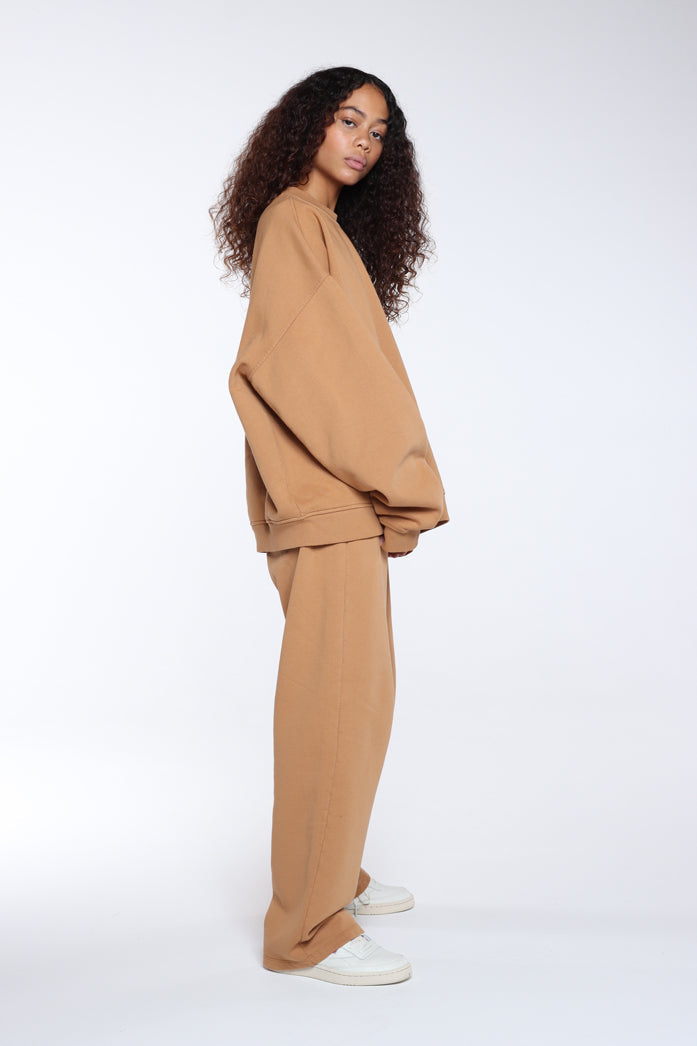 Tan Oversized Mock Neck Sweatshirt