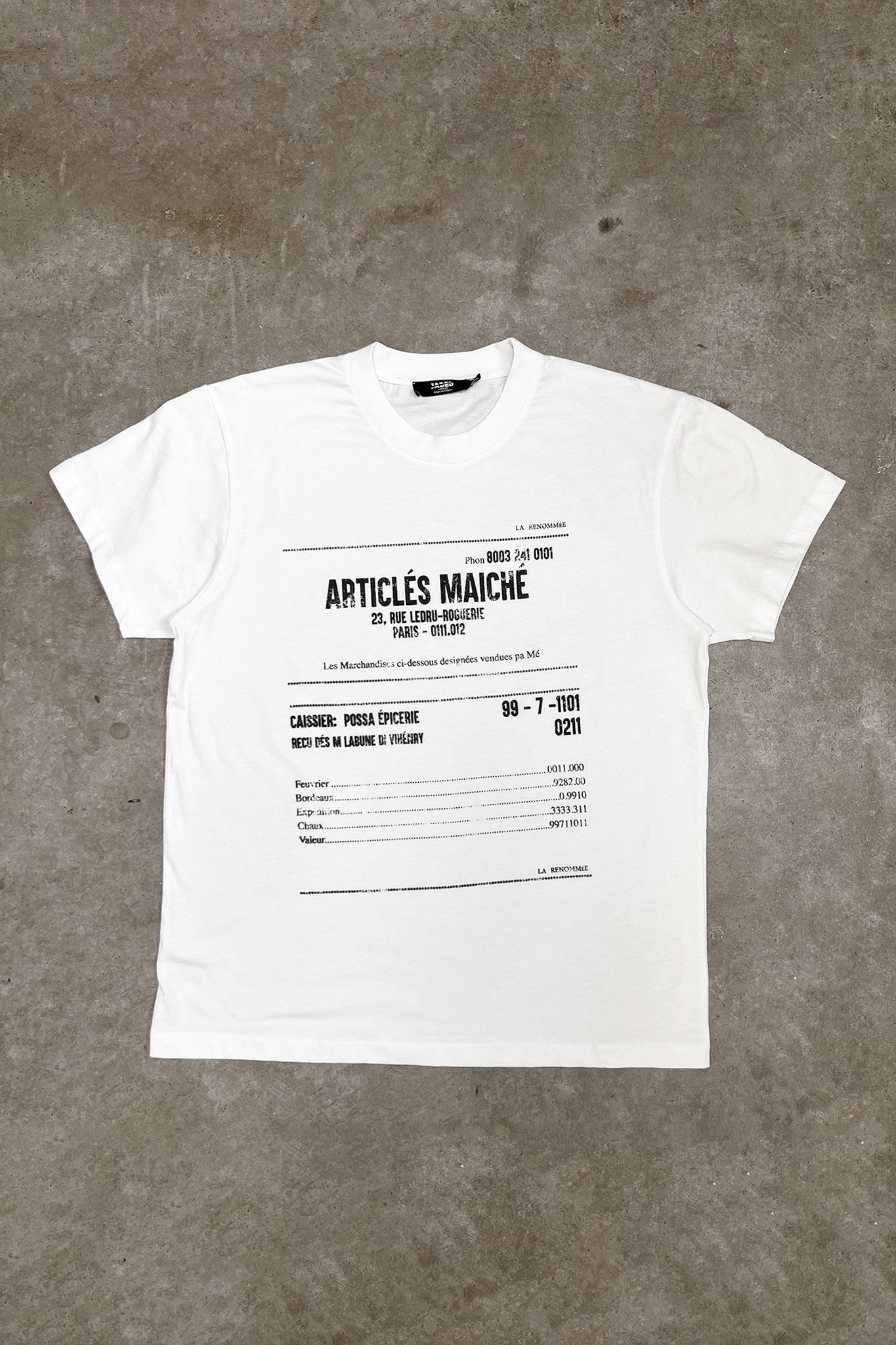 White realistic receipt print oversized t-shirt