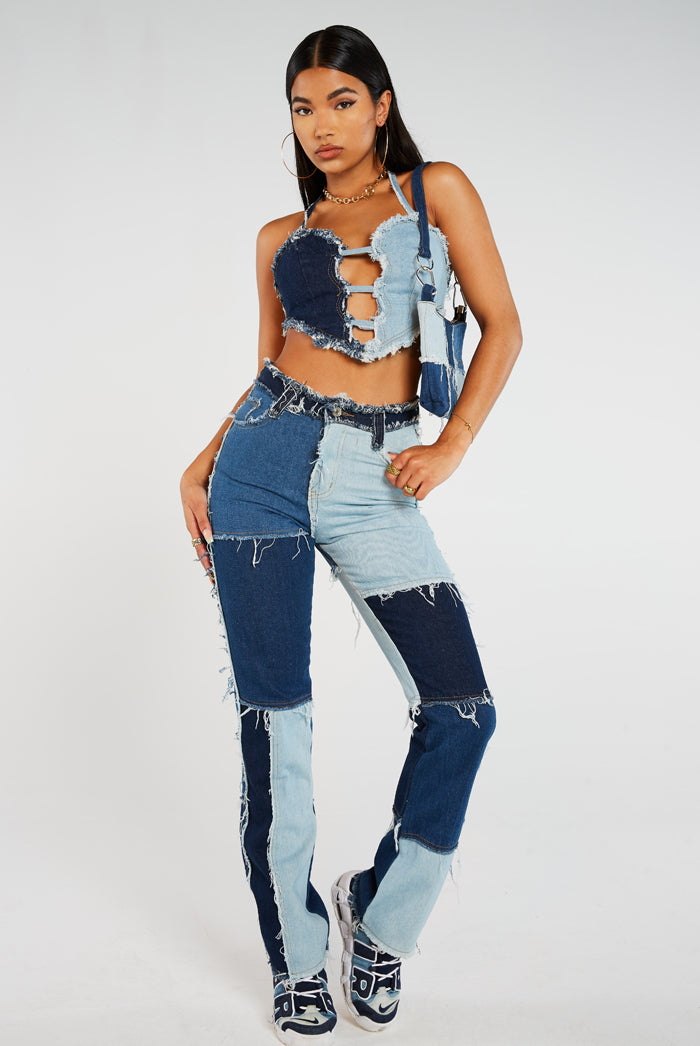 Patchwork Denim Boyfriend Jeans