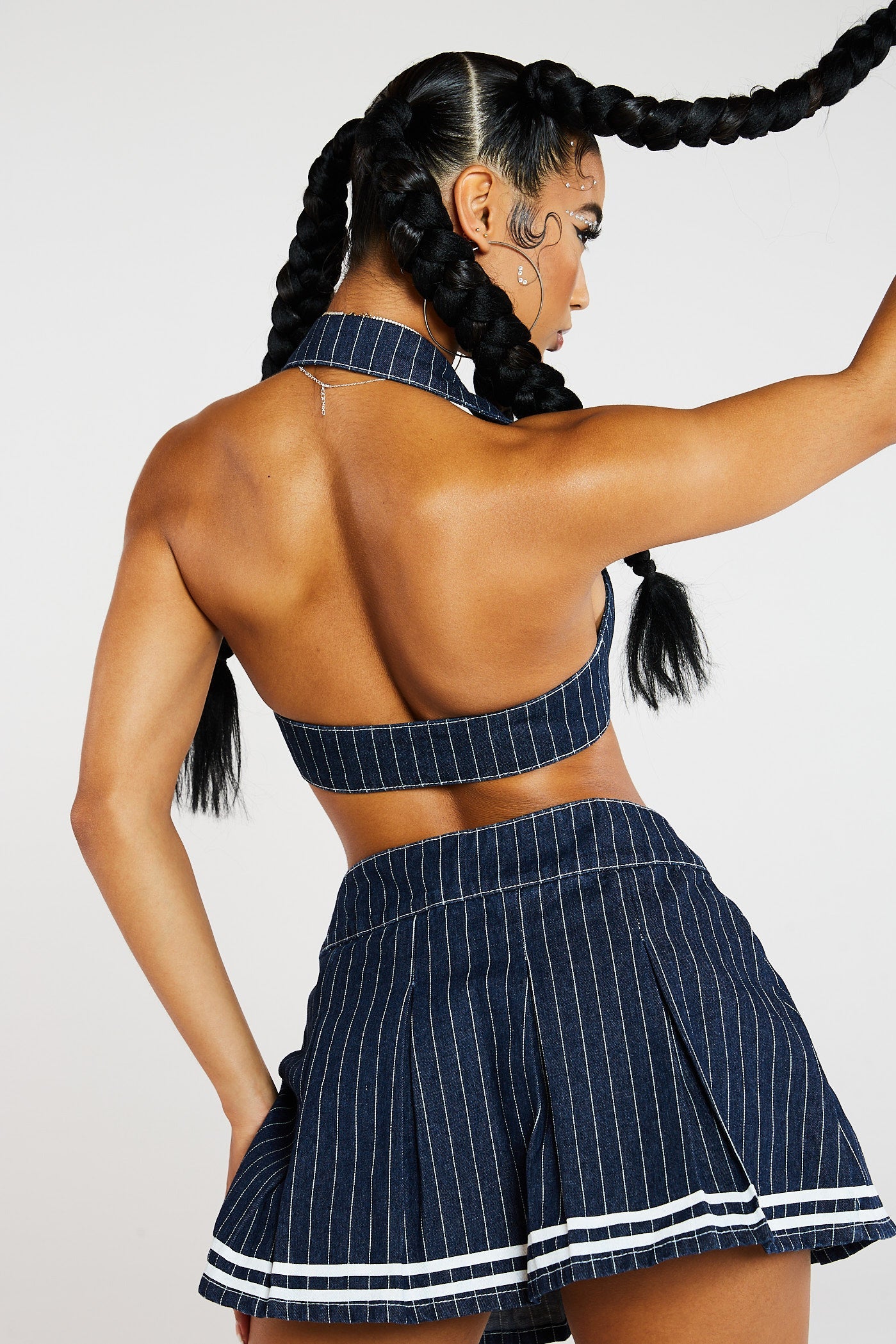 Pinstripe Denim Cheerleader Skirt