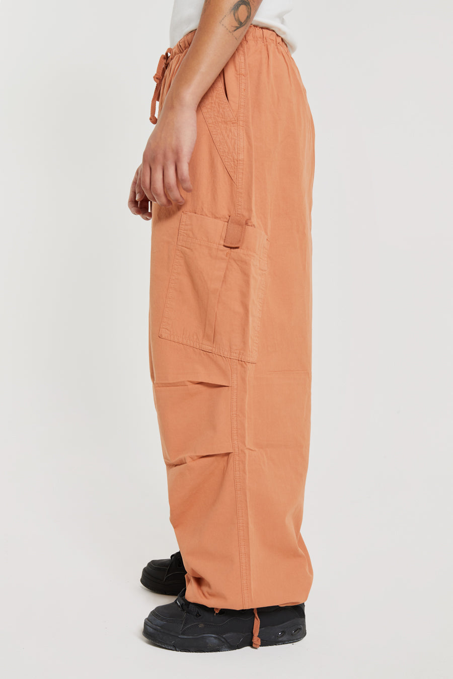 Terracotta Parachute Cargo Pants in an oversized fit