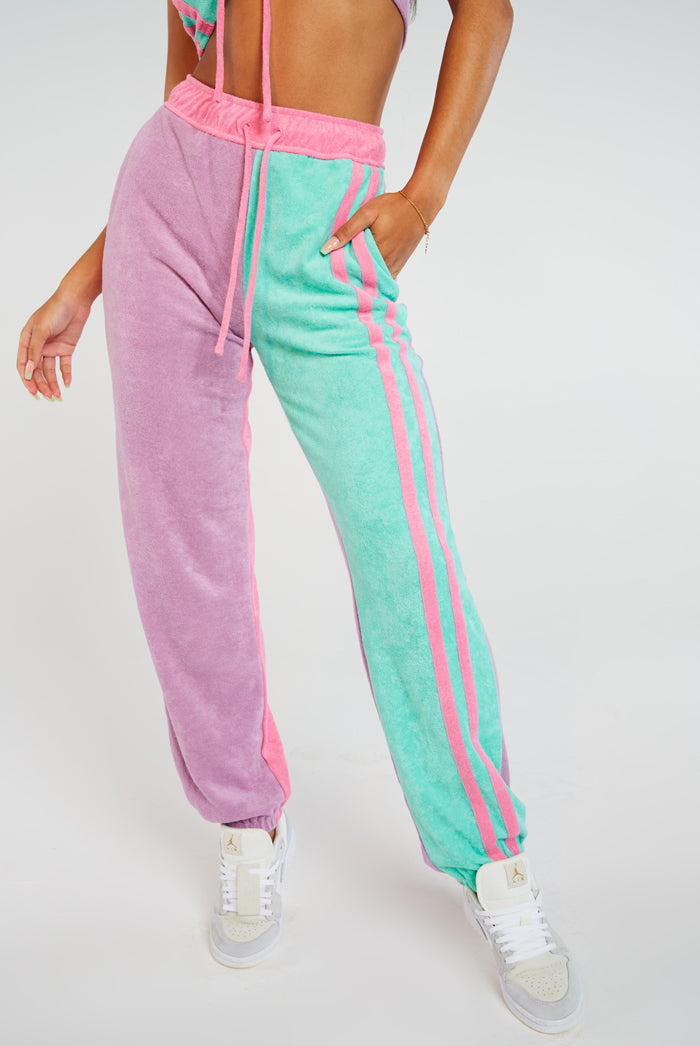 Purple & Turquoise Towelling Joggers