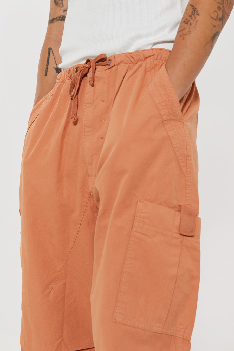 Terracotta Parachute Cargo Pants in an oversized fit