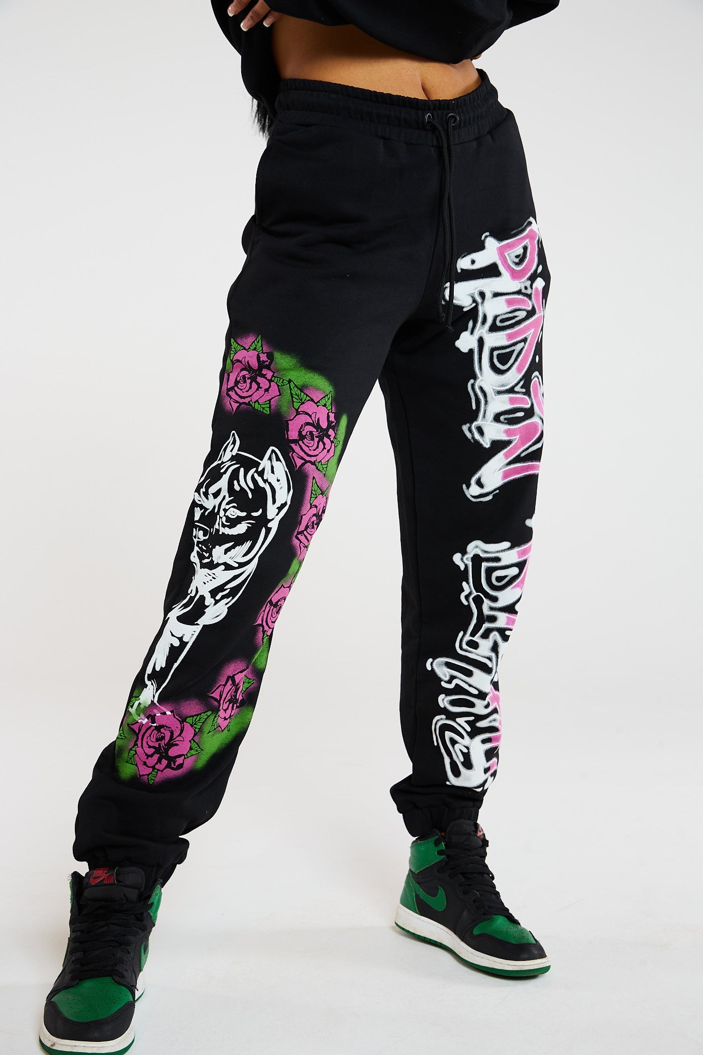 Ridin' Dirty Graffiti Print Cuffed Joggers