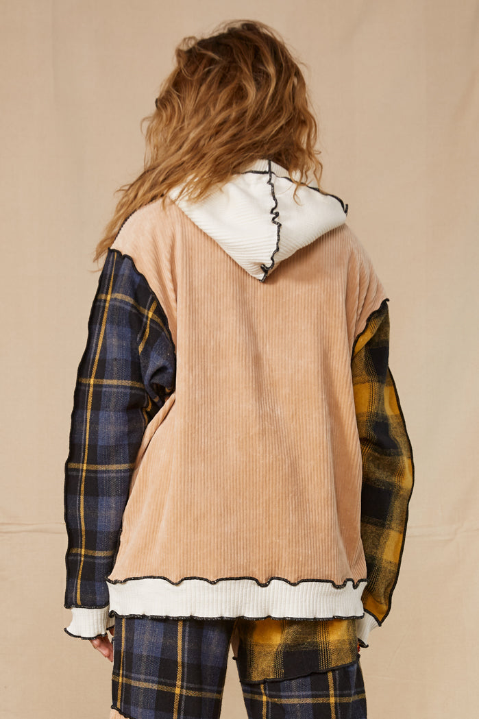 Mixed Check Oversized Hoodie