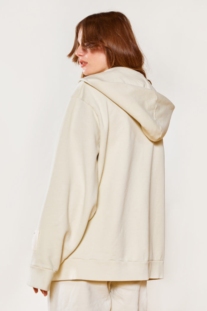 NTRLS Ecru Oversized Zip Through Hoodie