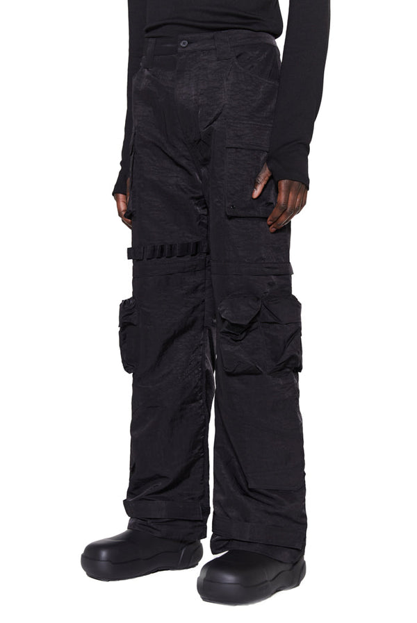 mens black straight leg cargo trousers