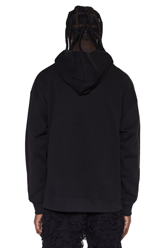 oversized printed black hoodie