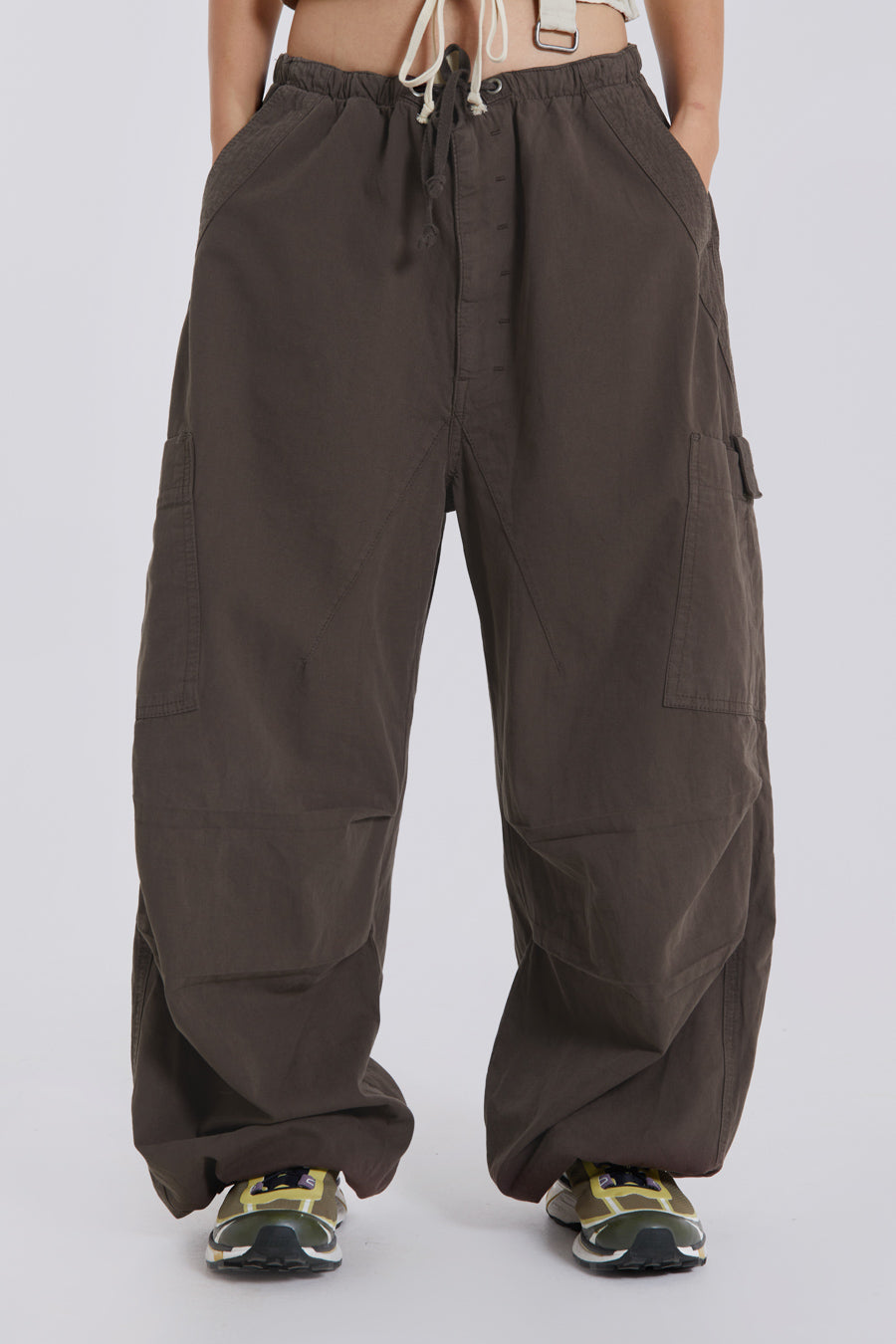 Brown Parachute Cargo Pants