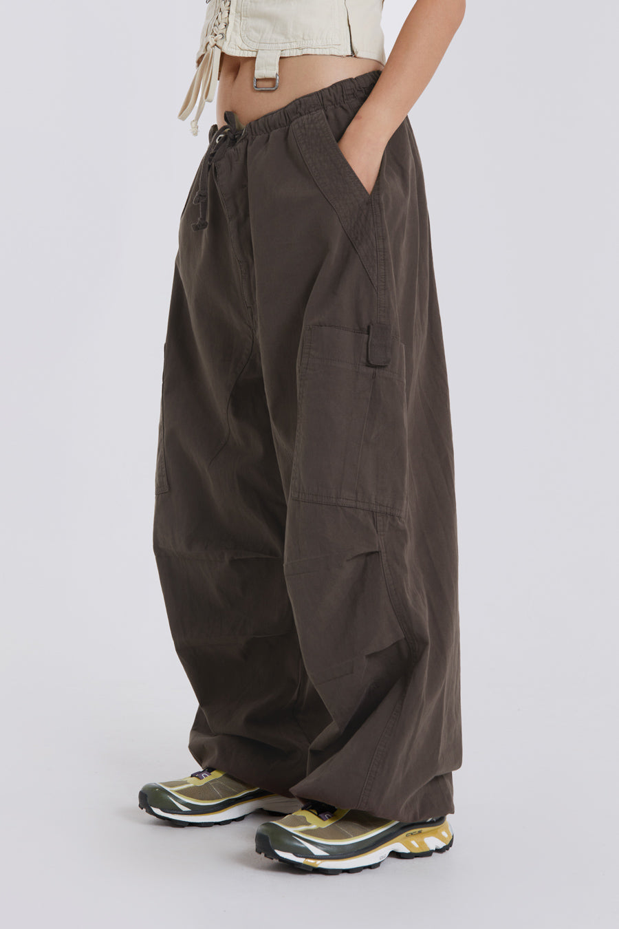 Brown Parachute Cargo Pants