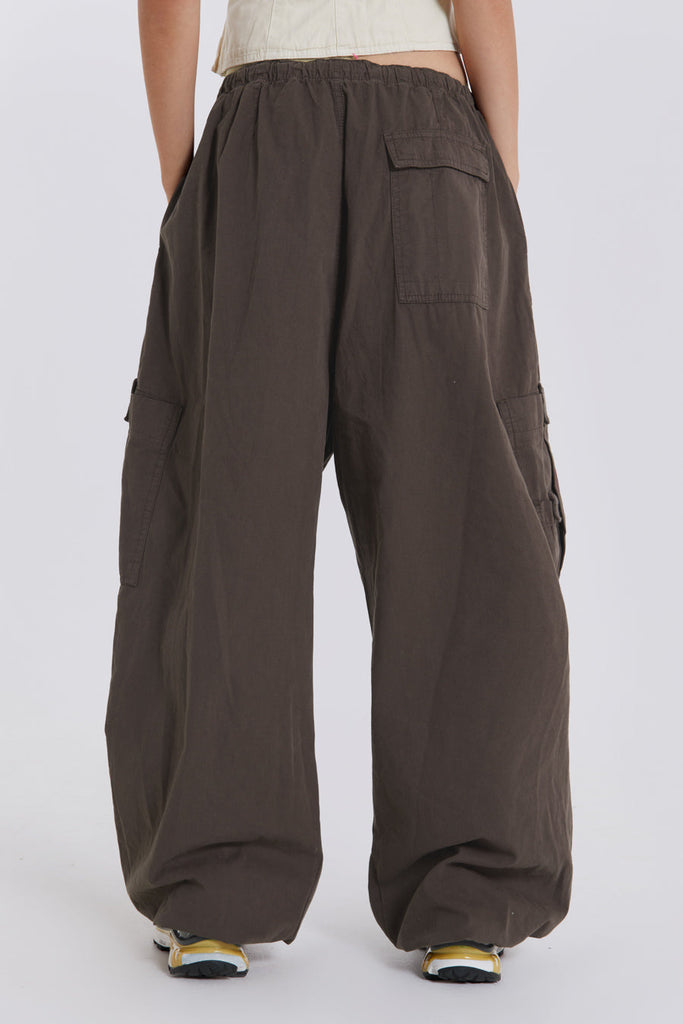 Brown Parachute Cargo Pants