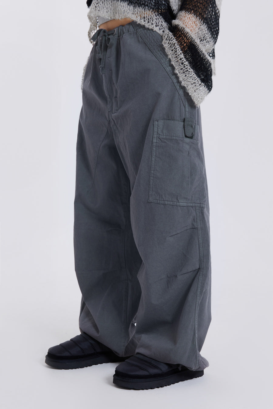 Vintage Grey Parachute Cargo Pants